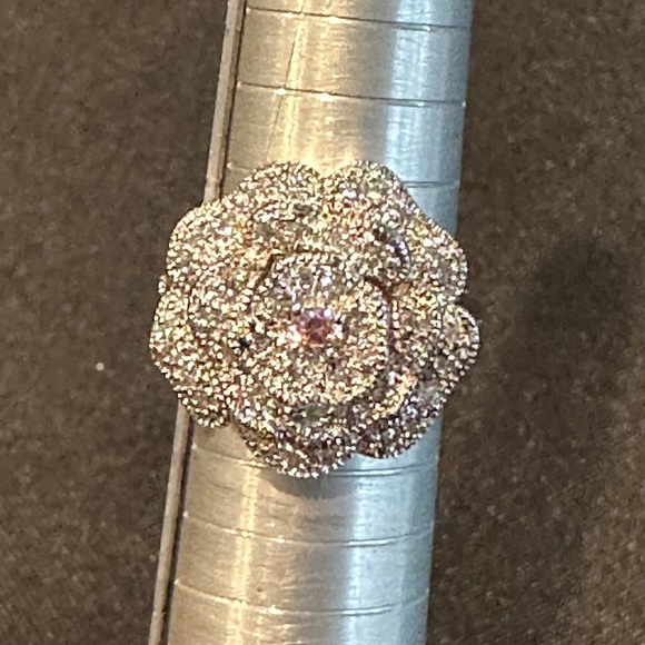 Beautiful 3D Flower Diamonique Ring - Picture 7 of 16